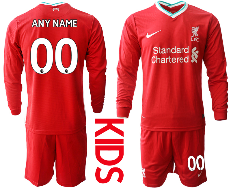 2021 Liverpool home long sleeves Youth custom soccer jerseys->customized soccer jersey->Custom Jersey